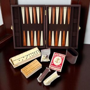 Vintage B.B. Naft Trading S.A. Multi-Game Set NOS Backgammon Dominoes Cards